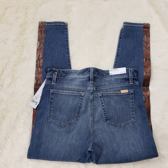 Joe'S Jeans - Charlie High Rise Side Faux Leather Stripe Skinny Jeans